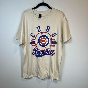 Gildan Chicago Cubs Baseball T-Shirt Beige Graphic Short Sleeve Oversized  Large